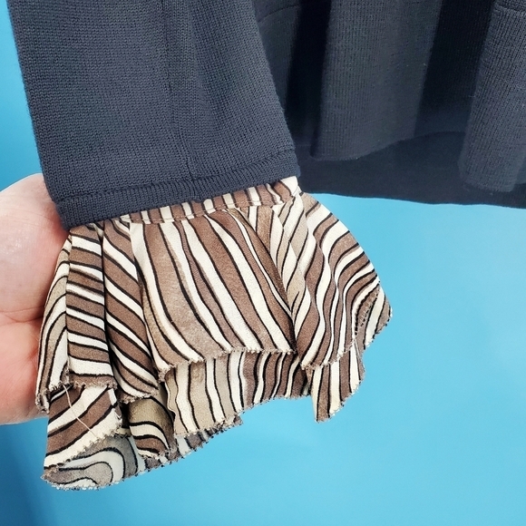 Tory Burch black wool sweater tan striped silk trim *flaw* - Picture 16 of 16